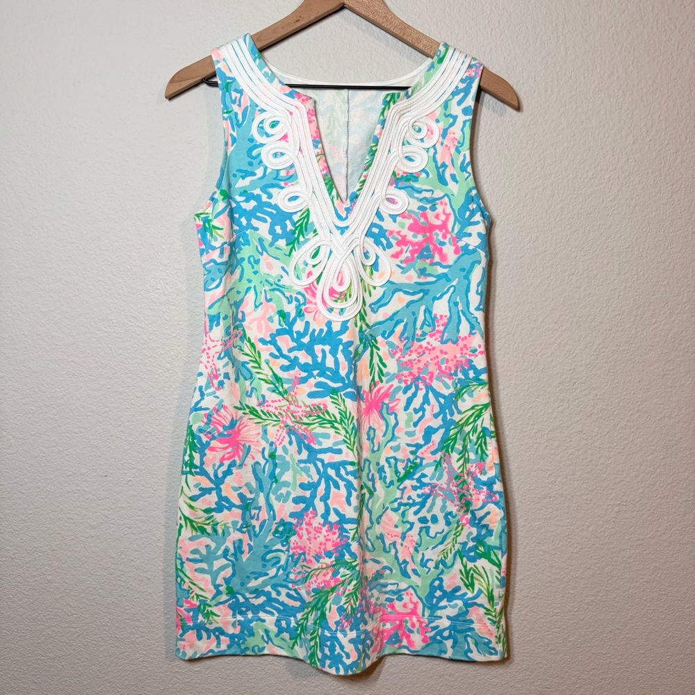 Lilly Pulitzer Blue and Pink Coral Print Dress
